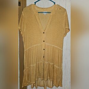 Women's Mustard Button-Down Top